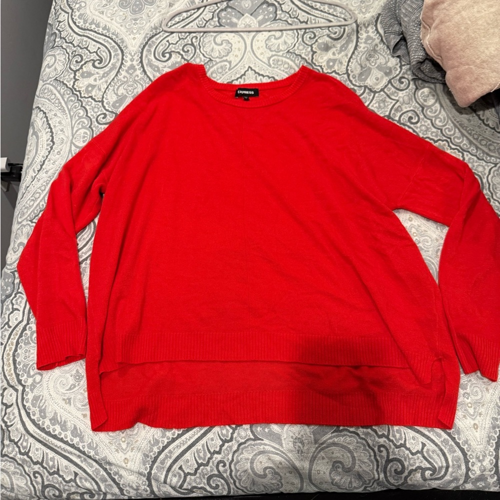 Express Red Crew Neck Sweater Soft Knit Casual